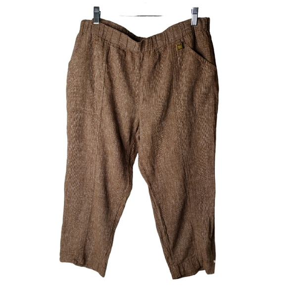 Ellen Tracy Linen Vlen Cropped Center Seams Straight Leg Woven Pants Sz Large - Picture 2 of 15